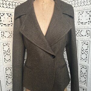 Max Mara Brown Herringbone Wool Jacket